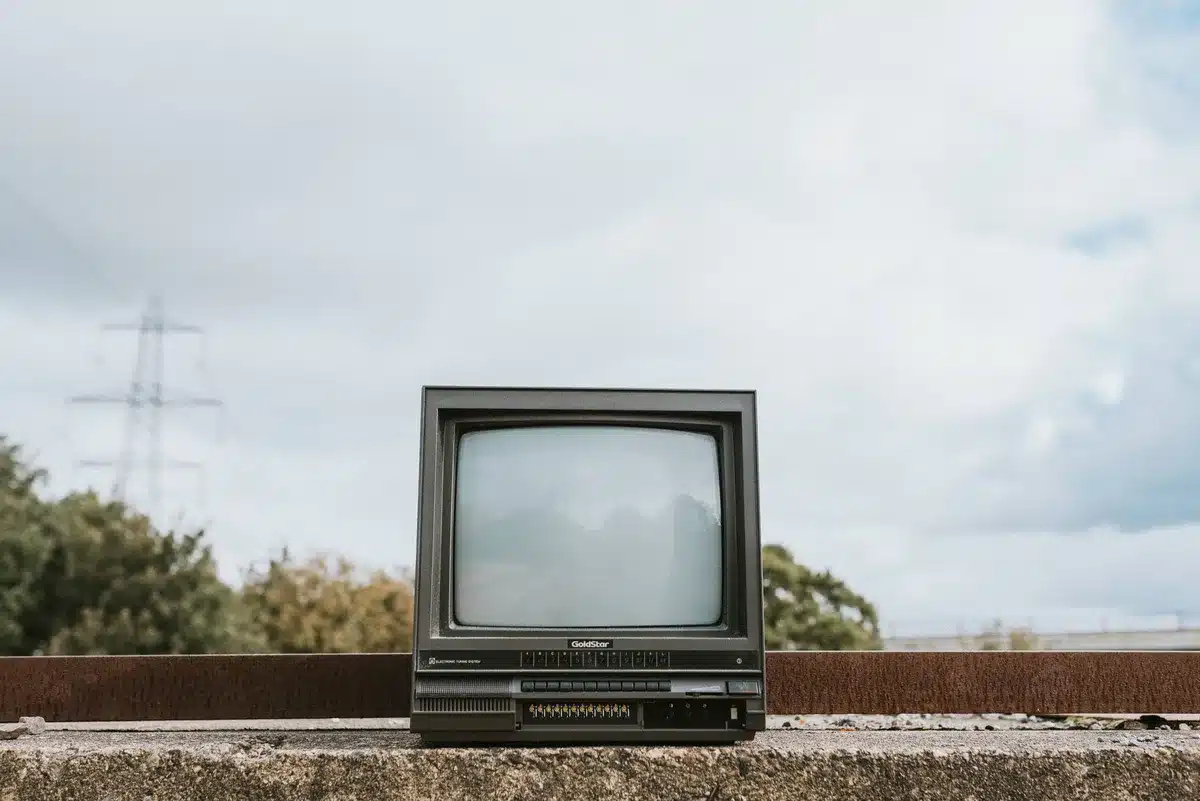 Empty television studio with silent equipment and production gear