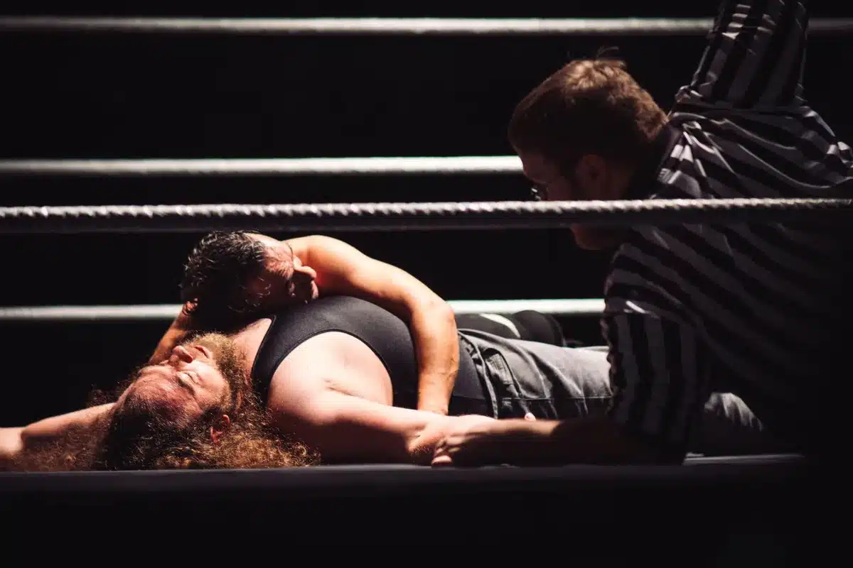 Professional wrestler in action during a WWE match