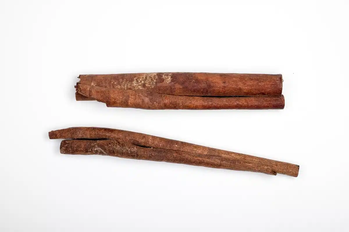 Autumn spices—cardamom pods, cinnamon sticks, saffron threads—arranged on warm wood surface with soft, diffused natural light