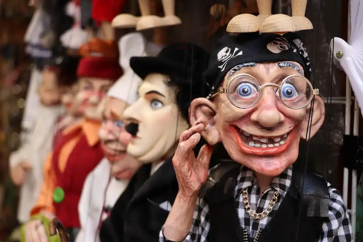 Stop-motion puppets near an enchanted miniature forest set