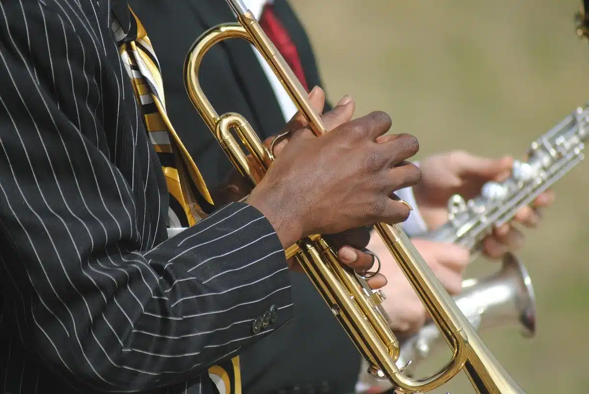 Anonymous musicians and guest players performing onstage